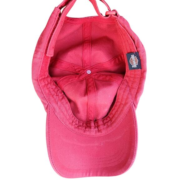 Vintage Harley-Davidson Red Twill Adjustable Baseball Hat Logo Cap - Picture 8 of 8